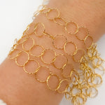 Load image into Gallery viewer, V275GP. Gold Plated Sterling Silver Hammered Round Link Chain