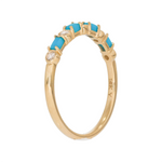 Load image into Gallery viewer, 14K Solid Yellow Gold Diamond and Turquoise Band Ring