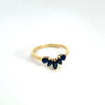 Load image into Gallery viewer, 14k Solid Yellow Gold Blue Sapphire Flower Ring.