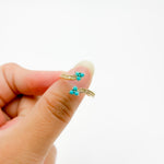 Load image into Gallery viewer, 14K Solid Yellow Gold Diamond and Turquoise Open Triangle Ring
