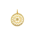 Load image into Gallery viewer, 14K Solid Gold Diamond Flower Circle Charm. GDP255