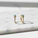 Load image into Gallery viewer, HP404198. 14k Solid Gold Diamond and Gemstone Snake Hoop Earrings