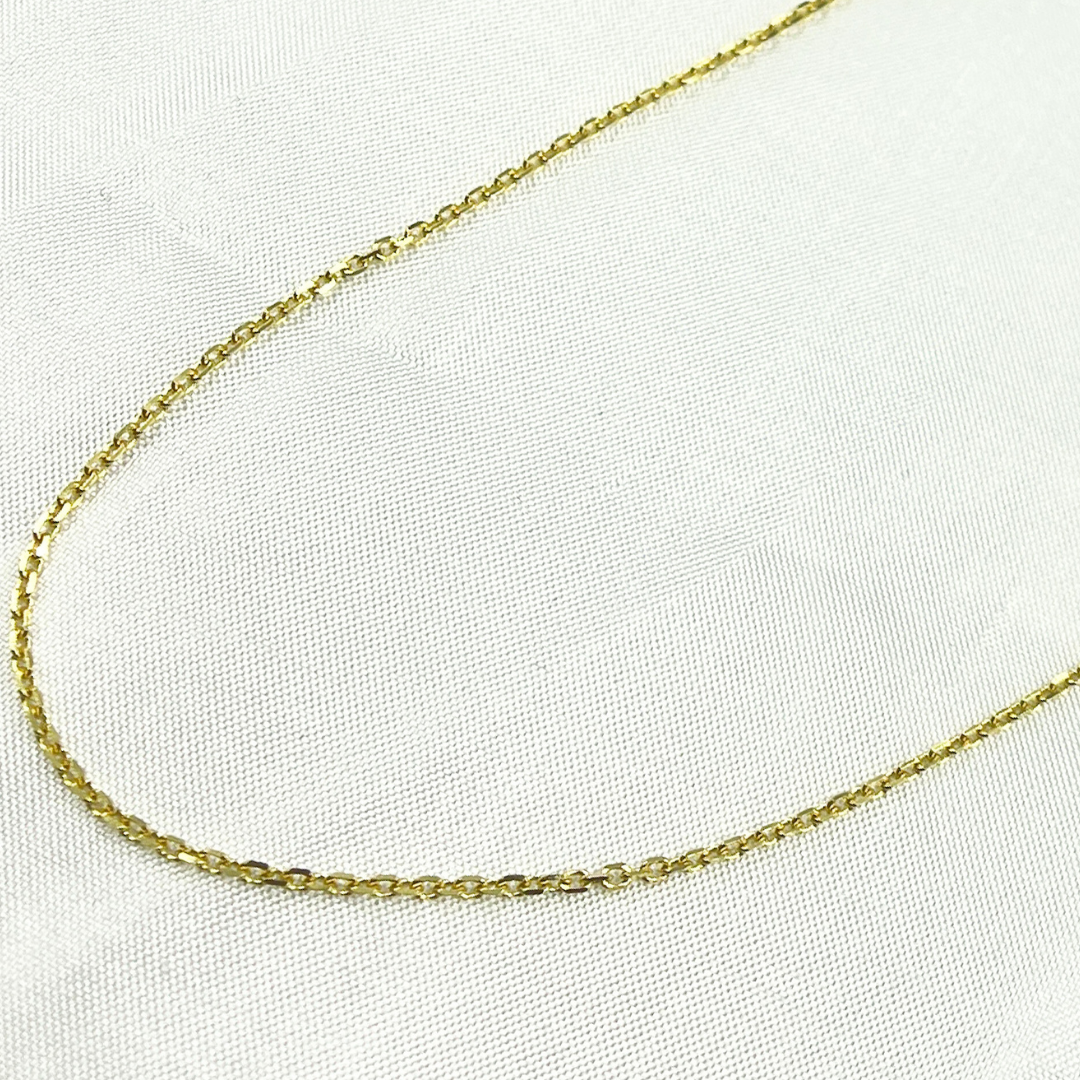 14k Solid Yellow Gold Diamond Cut Cable Necklace. 040R01T5Necklace
