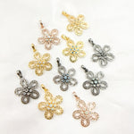 Load image into Gallery viewer, DP513. Diamond Sterling Silver Flower Pendant with Gemstone