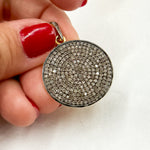 Load image into Gallery viewer, DP038. Diamond Sterling Silver Round Pendant
