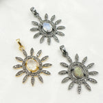 Load image into Gallery viewer, DP193. Diamond & Sterling Silver Flower Pendant with Gemstone