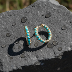 Load image into Gallery viewer, EHZ57733TQ. 14K Solid Gold Turquoise Hoops