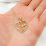 Load image into Gallery viewer, EJP1499. 14K Solid Gold Diamond Heart Charm with Flowers and MOM in the Center
