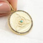 Load image into Gallery viewer, Buy Now Sterling Silver Round Celtic Trinity Knot Enamel Pendant with Gemstone