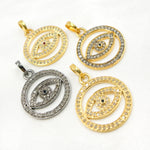 Load image into Gallery viewer, DP486. Diamond Sterling Silver Round Eye Pendant with Gemstone