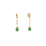 Load image into Gallery viewer, CE96327EM4X3. 14k Solid Gold Emerald Paperclip Dangle Earrings