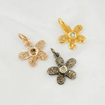 Load image into Gallery viewer, Sterling Silver Flower Charm with Polki Diamond