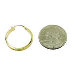 Load image into Gallery viewer, GER68. 14K Gold Flat Round Hollow Hoop Earrings with Texture
