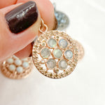 Load image into Gallery viewer, Diamond Silver Round Flower Pendant with Gemstone