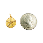 Load image into Gallery viewer, 14K Solid Gold Diamonds Circle Charm with Star in the Center. GDP96