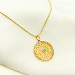 Load image into Gallery viewer, 14K Solid Gold Diamond Flower Circle Charm. GDP255