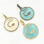 Load image into Gallery viewer, DP756A. Diamond Sterling Silver Round Snake Enamel Pendant