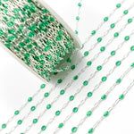 Load image into Gallery viewer, Sterling Silver Green Color Enamel Chain