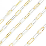Load image into Gallery viewer, Buy Sterling Silver Smooth and Gold Plated Diamond Cut Paperclip