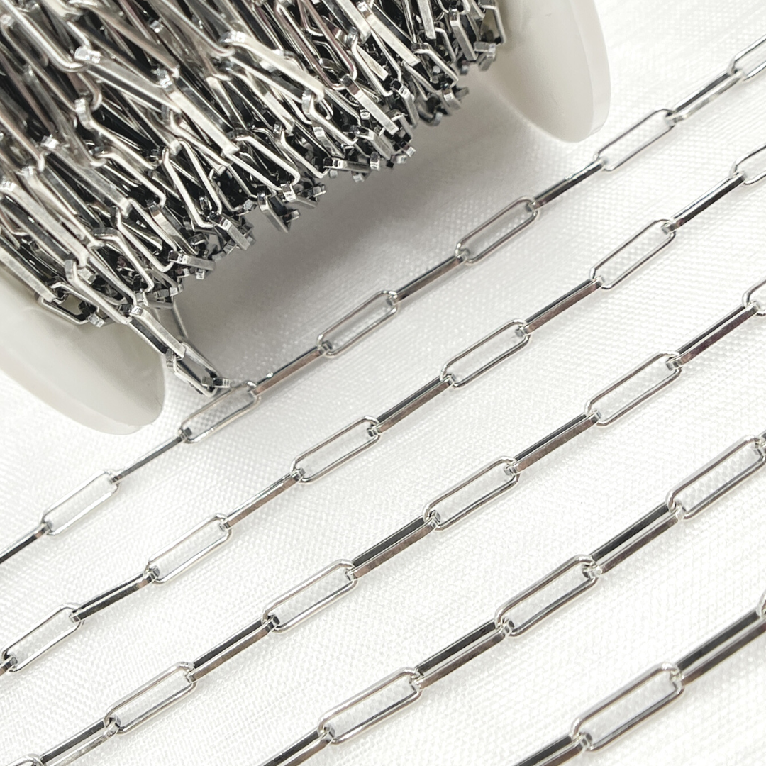 Oxidized 925 Sterling Silver Flat Paperclip Link Chains