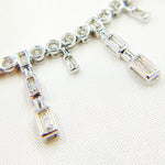 Load image into Gallery viewer, NFT71052. 14K Solid White Gold Diamond Dangle Bars Necklace