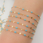 Load image into Gallery viewer, Buy Gold Filled Turquoise Color Enamel Marina Link Chain