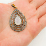 Load image into Gallery viewer, DP73. Diamond Silver Drop Gemstone Pendant