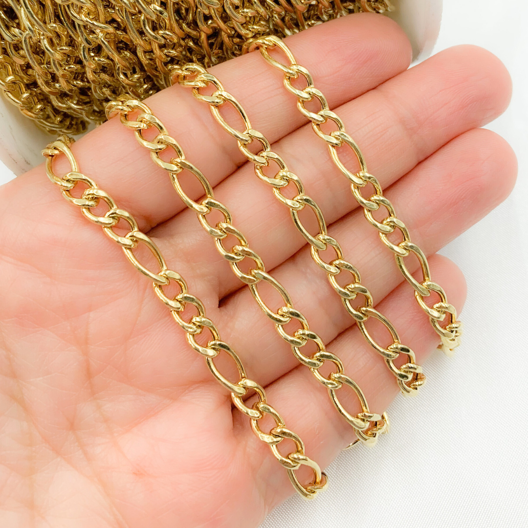 Y60GP. Gold Plated 925 Sterling Silver Hollow Figaro Chain