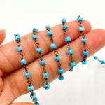 Load image into Gallery viewer, TRQ16. Turquoise Black Rhodium 925 Sterling Silver Wire Chain