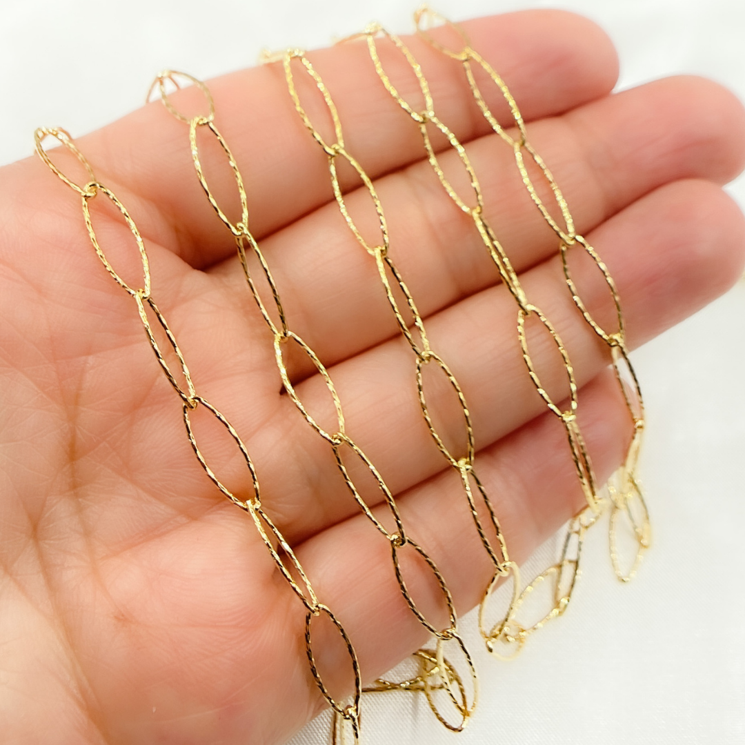 Gold Plated 925 Sterling Silver Diamond Cut Oval Link Chain