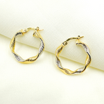 Load image into Gallery viewer, GER32. 14K Solid Gold Twist Round Classic Hollow Hoop Earrings