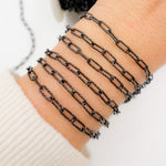 Load image into Gallery viewer, Silver Black Rhodium Diamond Cut Paperclip Chain