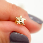 Load image into Gallery viewer, 14K Solid Gold Star Diamond Stud Earrings