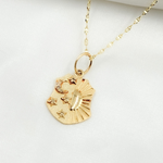 Load image into Gallery viewer, GDP504. 14K Solid Gold Diamond Shield Charm with Sun, Moon and Stars