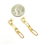Load image into Gallery viewer, EFC51944. 14K Solid Gold and Diamonds Paper Clip Dangle Earrings