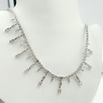 Load image into Gallery viewer, NFT71052. 14K Solid White Gold Diamond Dangle Bars Necklace