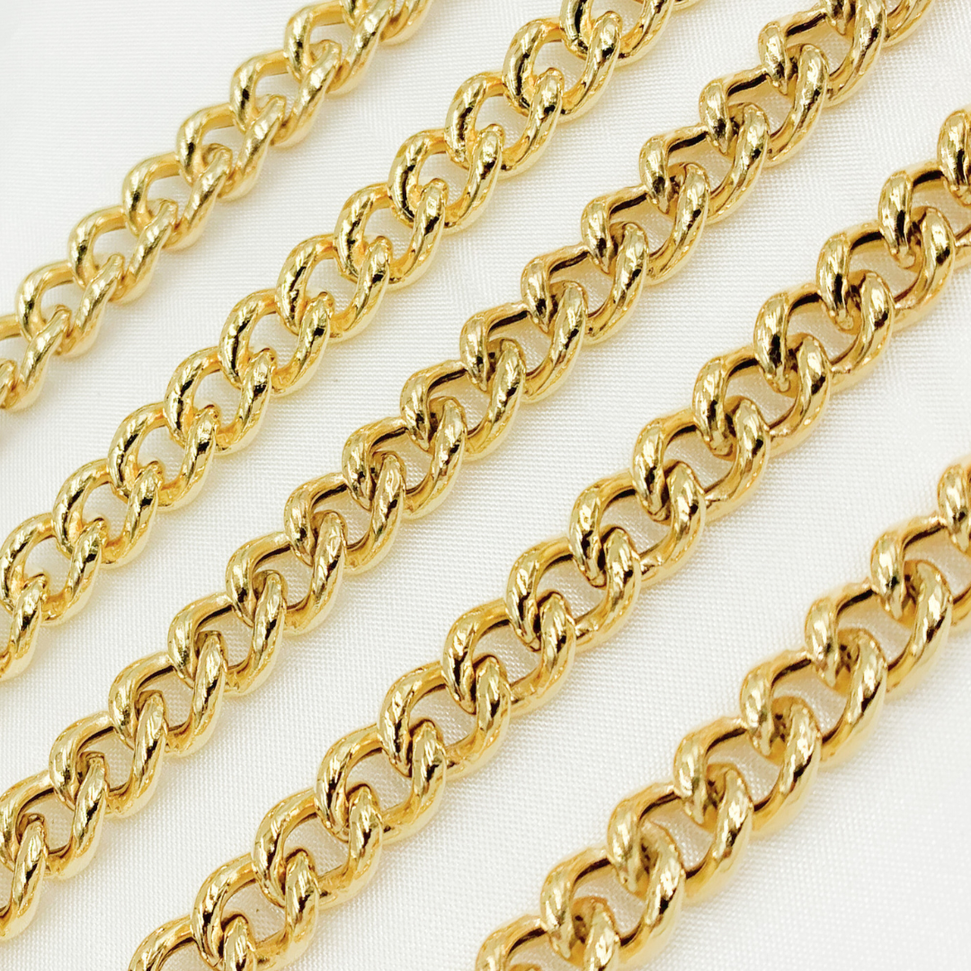 Y5GP. Gold Plated 925 Sterling Silver Hollow Round Curb Chain