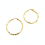 Load image into Gallery viewer, GER164. 14K Solid Gold Hollow Flat Diamond Cut Hoop