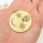 Load image into Gallery viewer, DP357. Diamond Sterling Silver Round Skull, Star and Moon Pendant