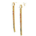 Load image into Gallery viewer, ESN59071MS. 14K Solid Gold Diamond Multi Sapphire Dangle Earrings