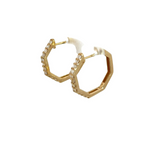 Load image into Gallery viewer, EHE56546. 14k Solid Gold Diamond Octagon Hoops