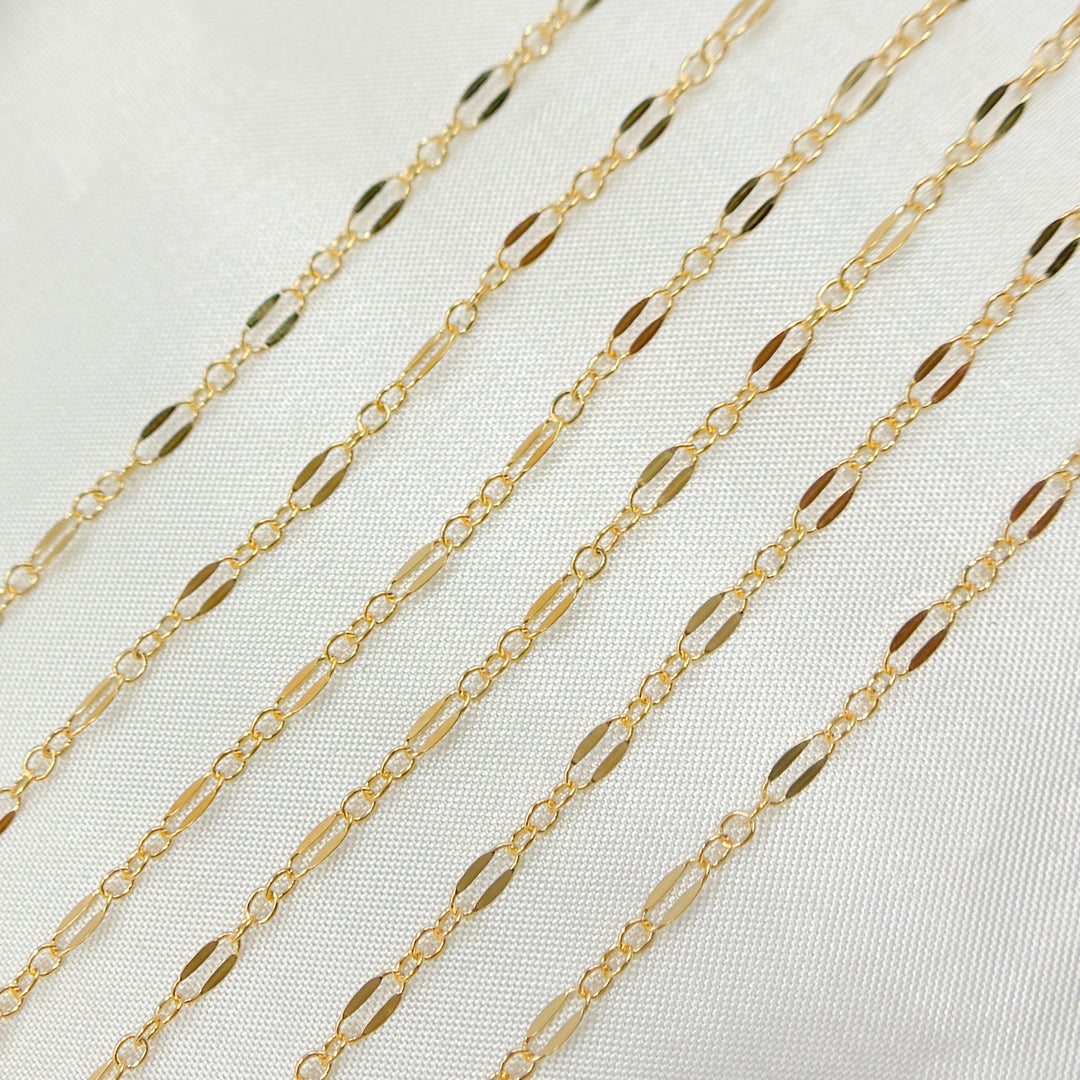 1175-1125GF. 14K Gold-Filled Flat Marina and Cable Links Chain
