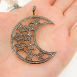 Load image into Gallery viewer, DP134. Diamond Sterling Silver Moon and Star Pendant