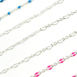 Load image into Gallery viewer, Silver Enamel Flat Marina Chain