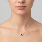 Load image into Gallery viewer, NFD70803. 14k Solid Yellow Gold, Diamonds & Precious Stones Cable Link Evil Eye Necklace