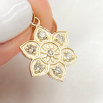 Load image into Gallery viewer, 14K Gold Diamond Flower Charm
