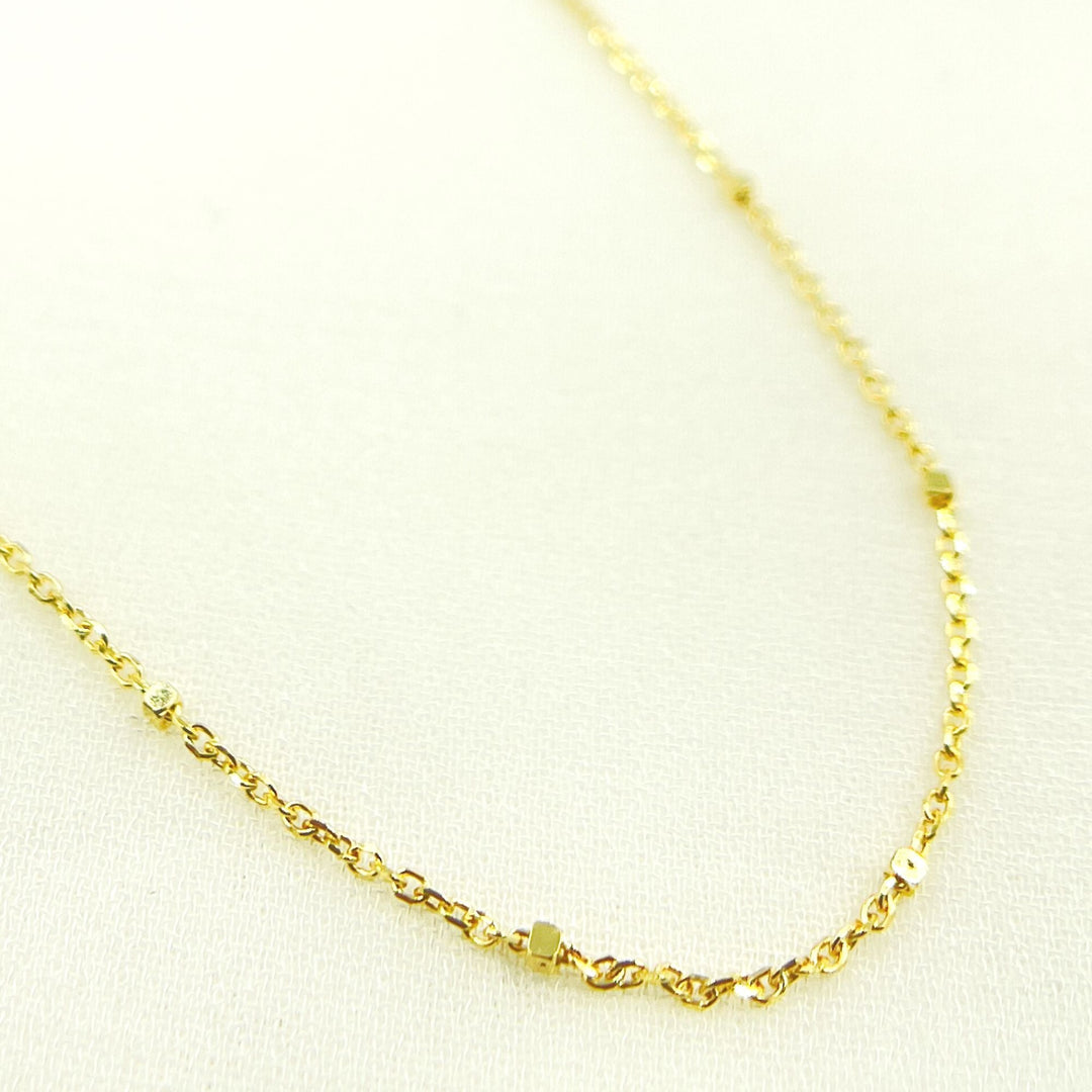 14K Solid Yellow Gold Cubes Satellite Necklace. 030R01TS4TP8