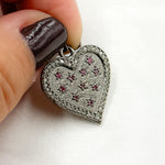 Load image into Gallery viewer, Diamond Sterling Silver Heart Pendant with Gemstone
