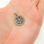 Load image into Gallery viewer, DC641. Diamond & Sterling Silver Round Flower Pendant