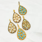 Load image into Gallery viewer, DSP03. Diamond Sterling Silver Tear Drop Shape Pendant with Gemstone